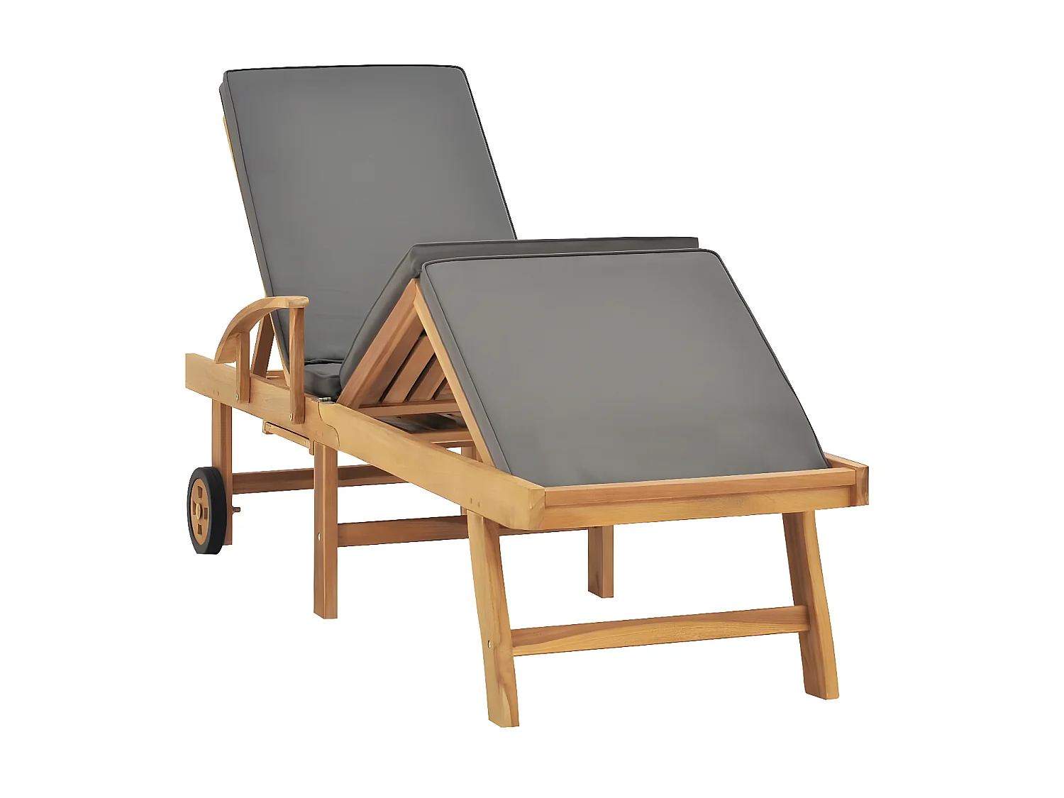 Bain de soleil avec coussin Bois de teck solide Gris foncé SEF44393