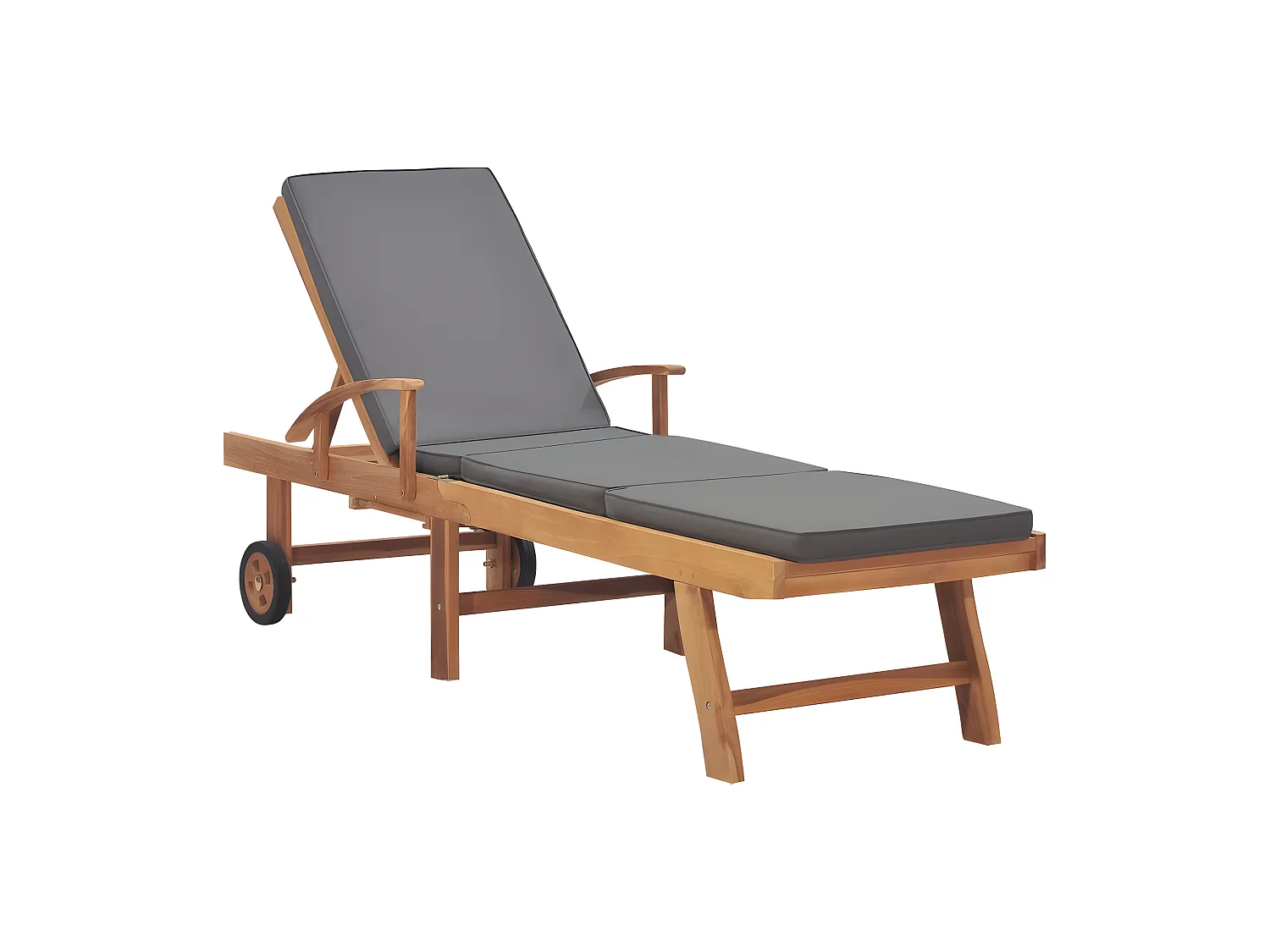 Bain de soleil avec coussin Bois de teck solide Gris foncé SEF44393
