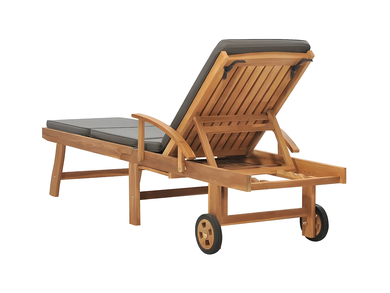 Bain de soleil avec coussin Bois de teck solide Gris foncé SEF44393