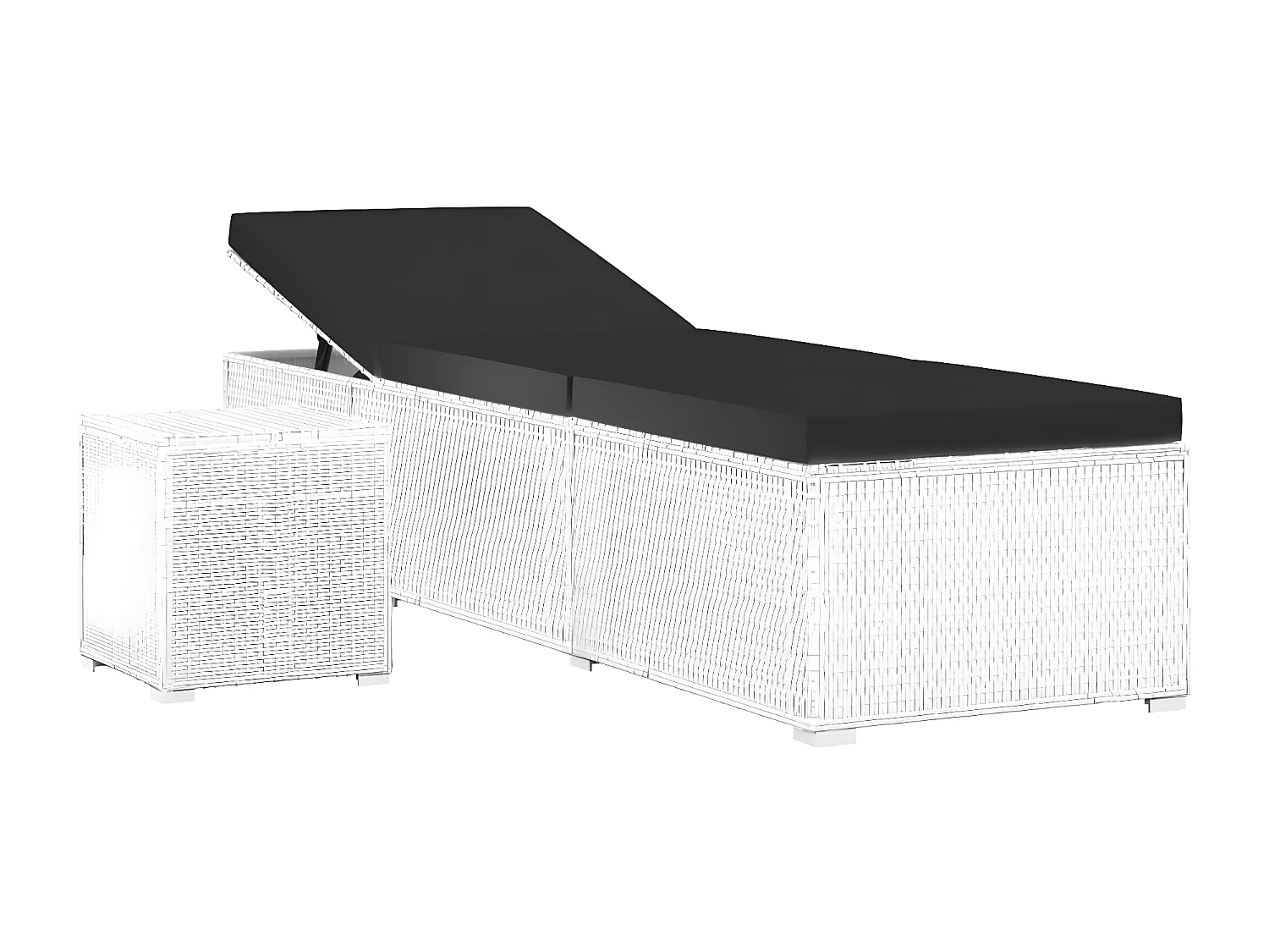 Bain de soleil et table à thé Résine tressée Blanc SEF97543