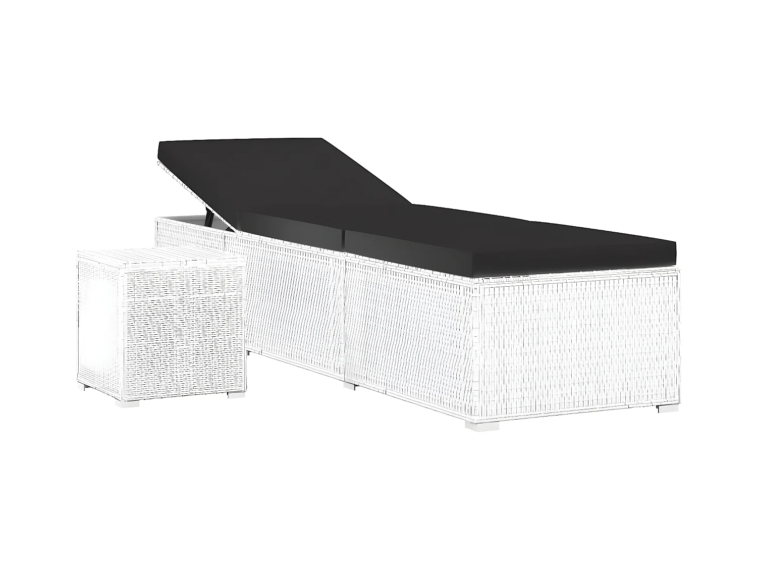 Bain de soleil et table à thé Résine tressée Blanc SEF97543