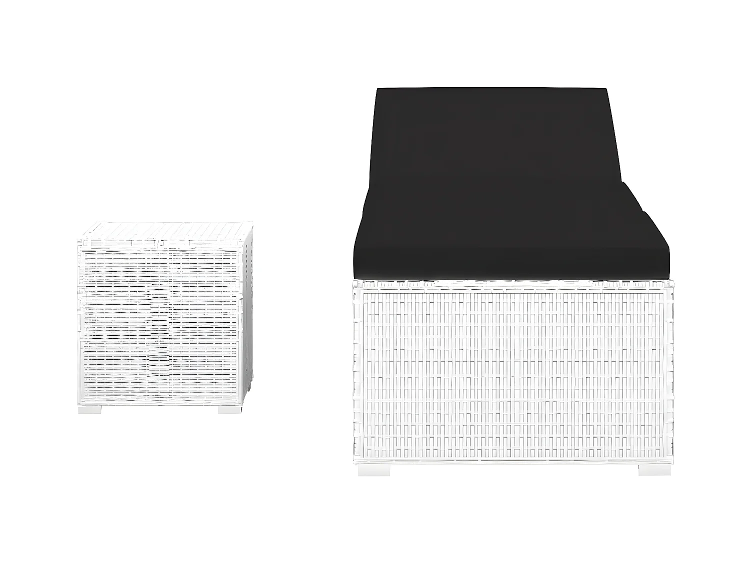 Bain de soleil et table à thé Résine tressée Blanc SEF97543