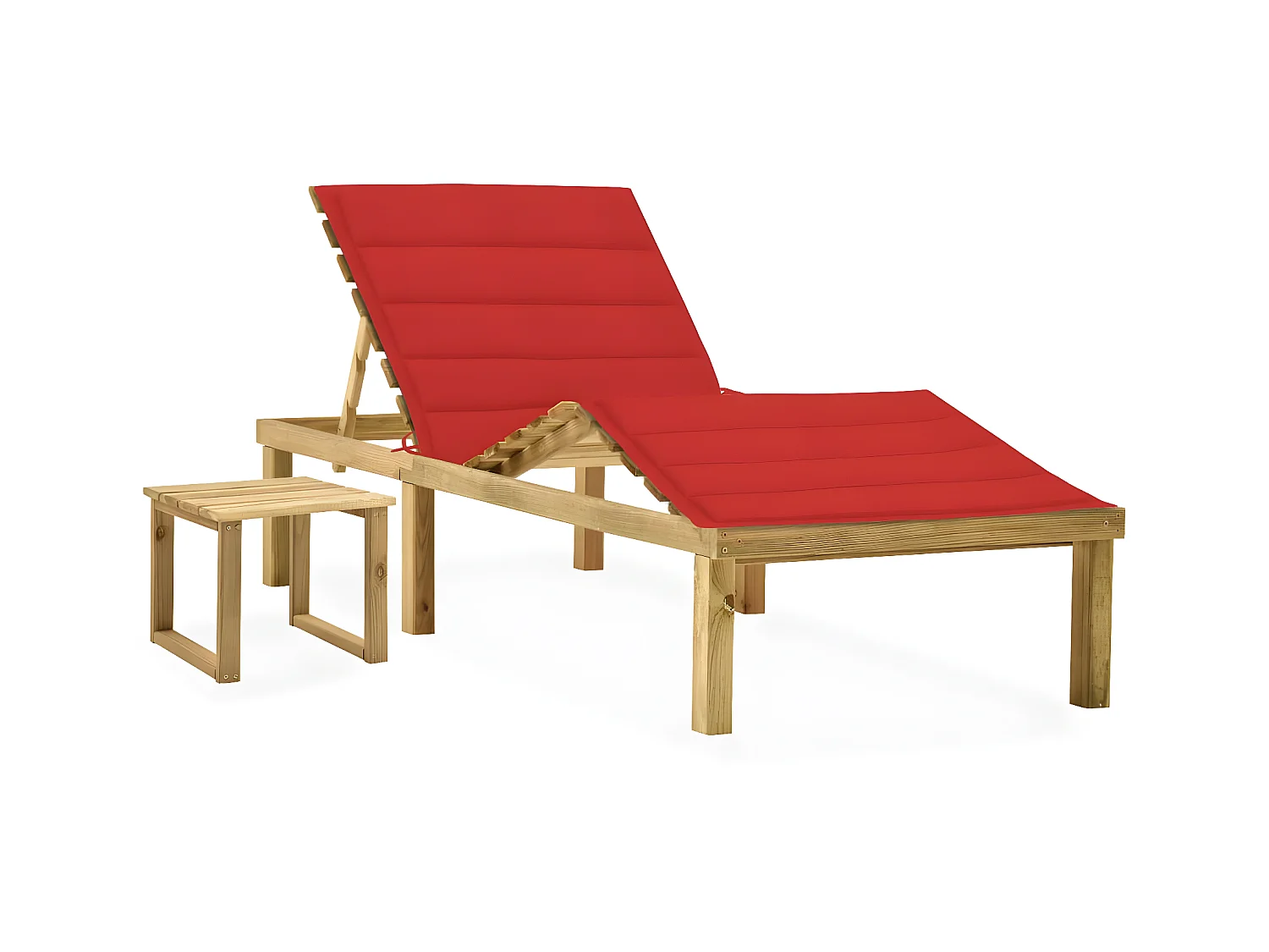 Bain de soleil de jardin avec table et coussin Pin imprégné SEF63189