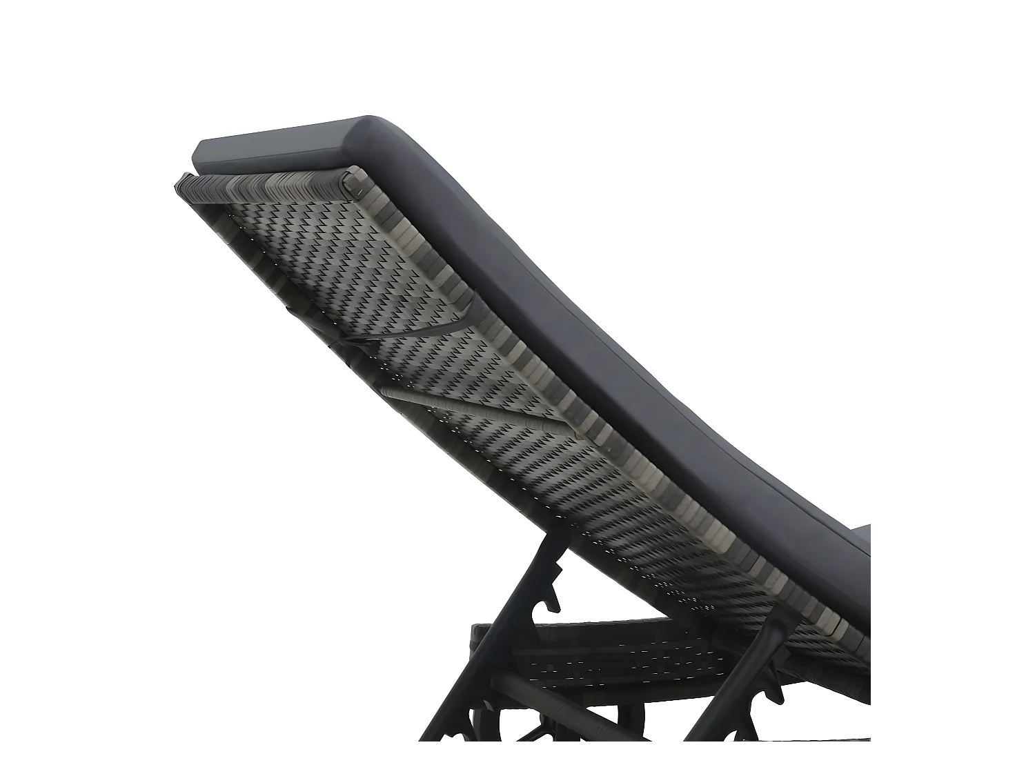 Bain de soleil avec roues et coussin Résine tressée Anthracite SEF30814