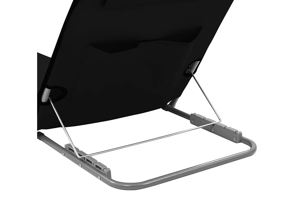 Bains de soleil pliables 2 pcs Acier et tissu Noir PEWV66409