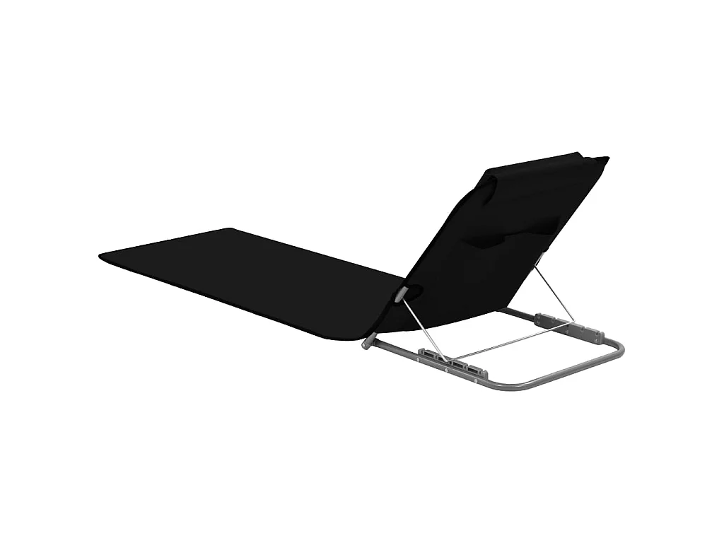 Bains de soleil pliables 2 pcs Acier et tissu Noir PEWV66409