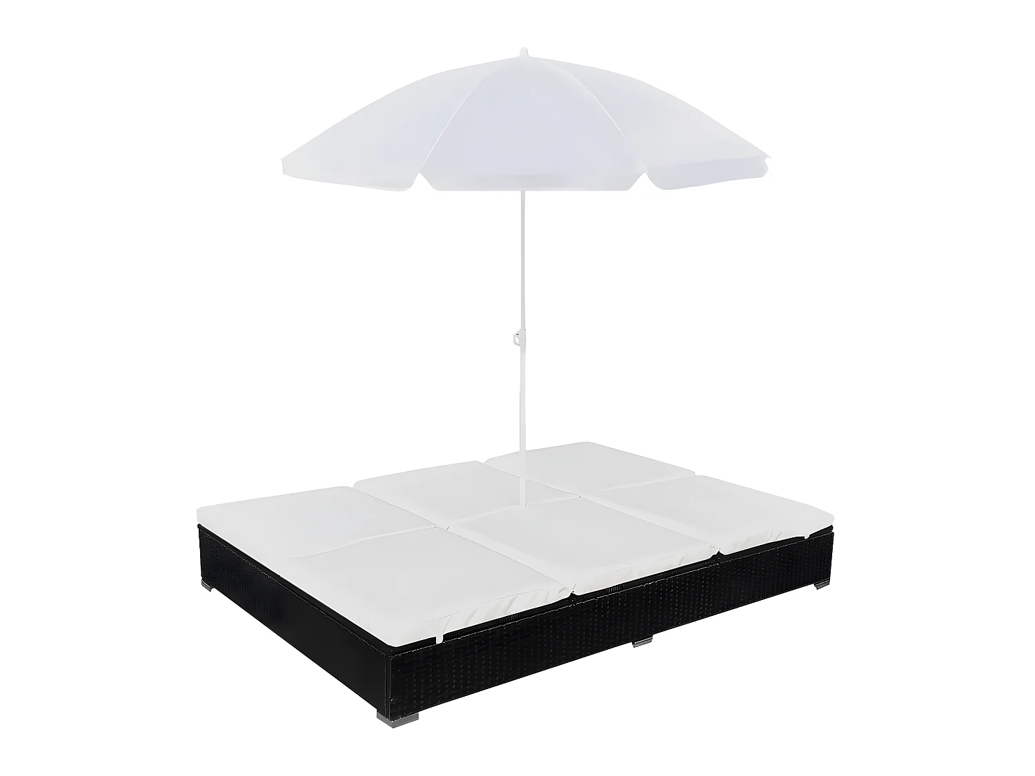Bain de soleil d'extérieur avec parasol Résine tressée Noir SEF72319