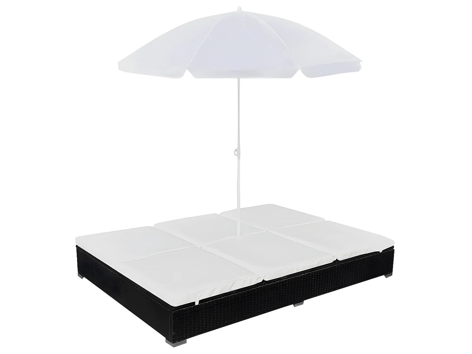 Bain de soleil d'extérieur avec parasol Résine tressée Noir SEF72319
