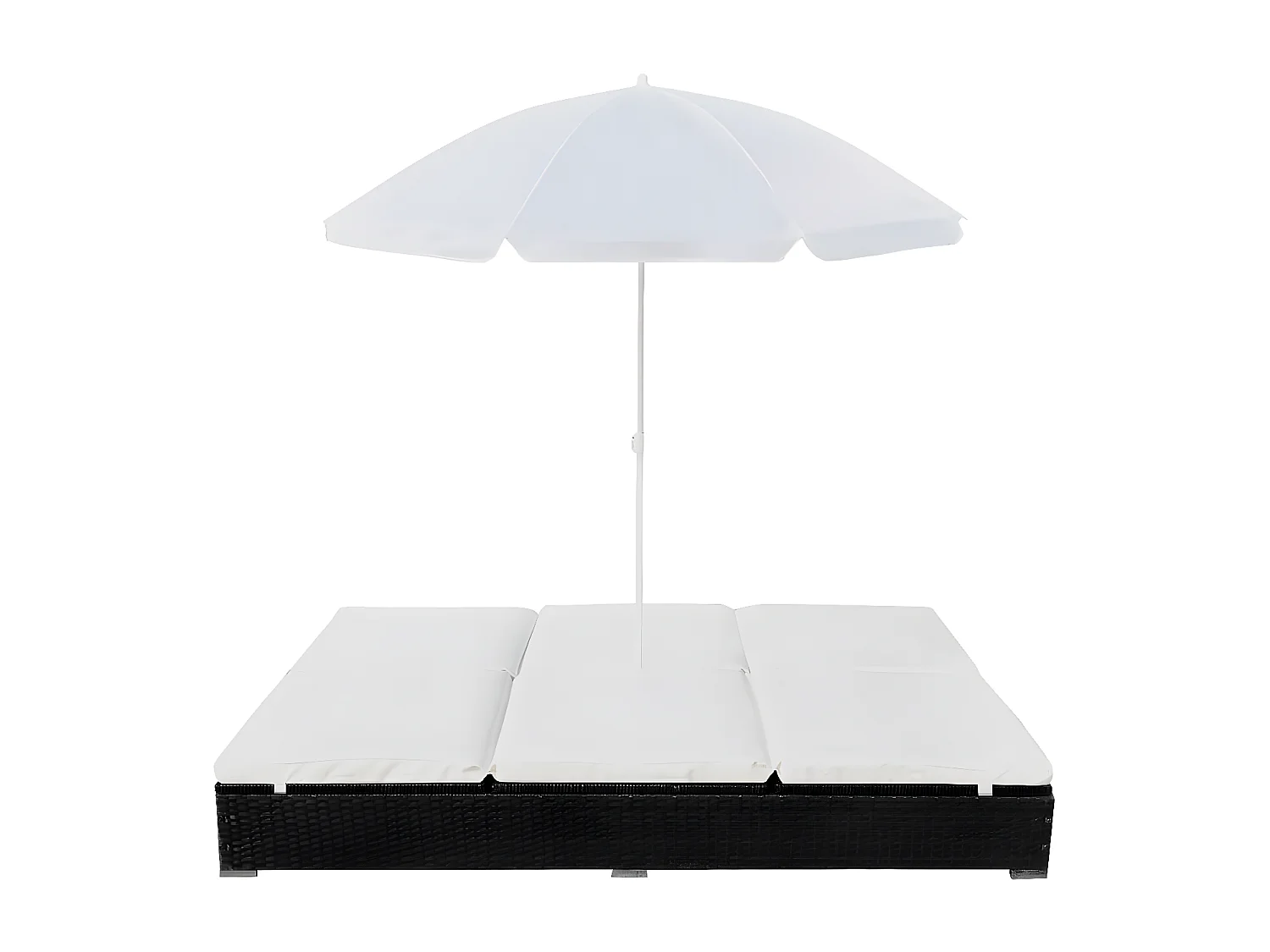 Bain de soleil d'extérieur avec parasol Résine tressée Noir SEF72319