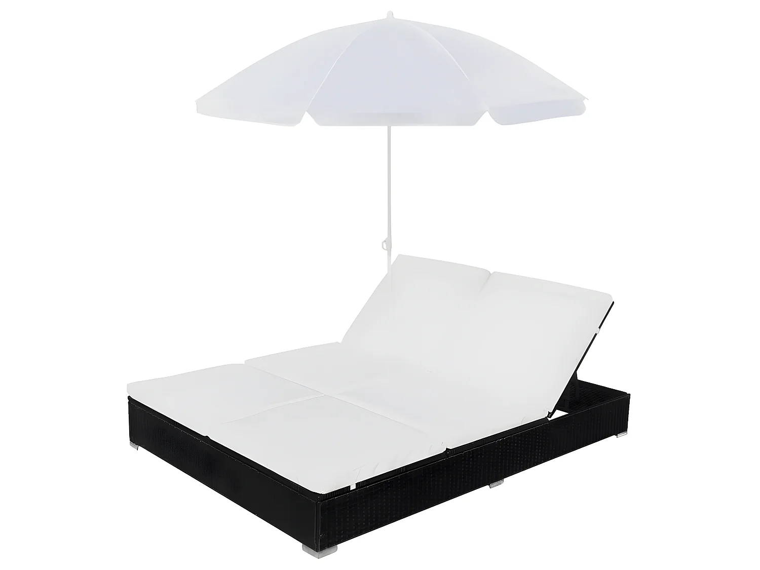 Bain de soleil d'extérieur avec parasol Résine tressée Noir SEF72319