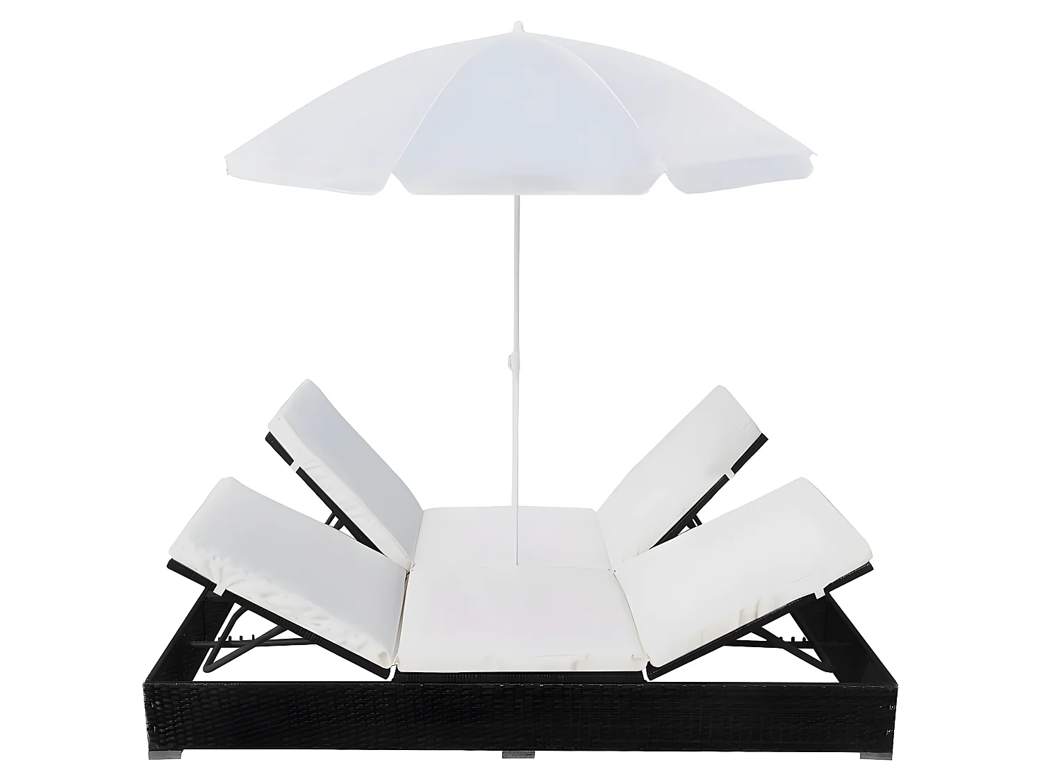 Bain de soleil d'extérieur avec parasol Résine tressée Noir SEF72319
