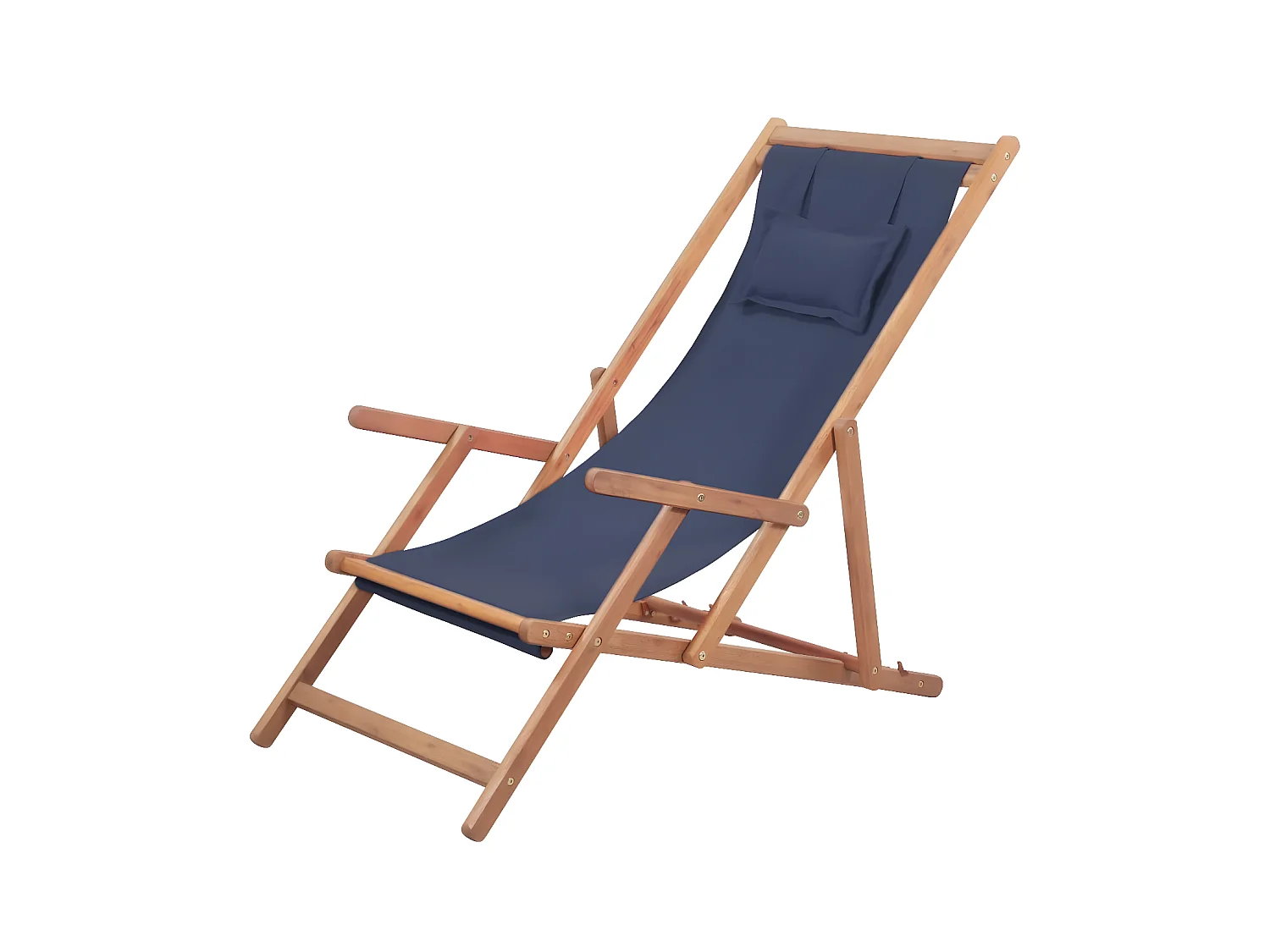 Bain de soleil pliable de plage Tissu et cadre en bois Bleu SEF51854