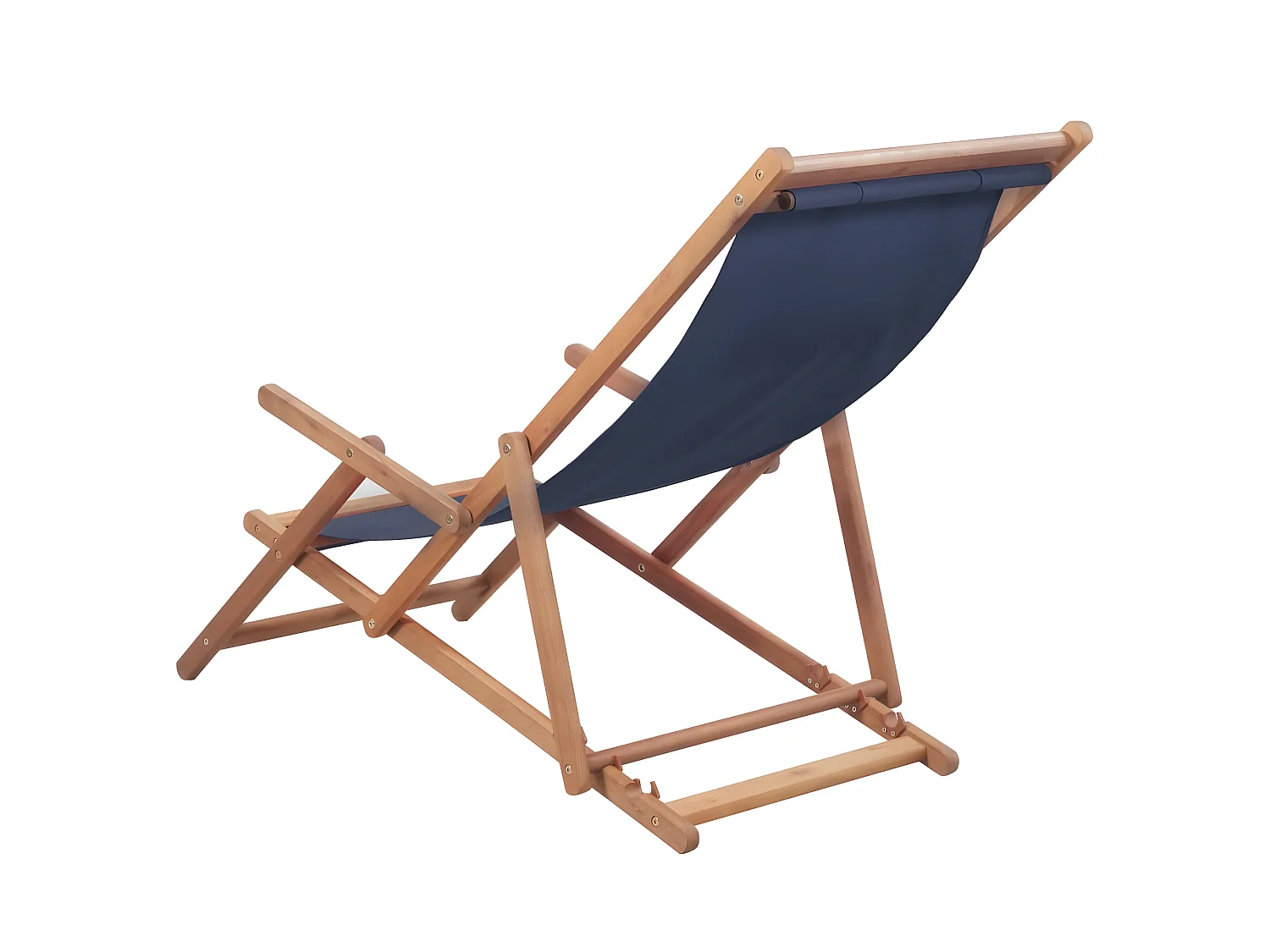 Bain de soleil pliable de plage Tissu et cadre en bois Bleu SEF51854