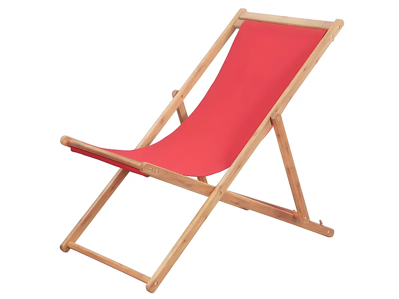 Strandstoel inklapbaar stof en houten frame rood NL349329