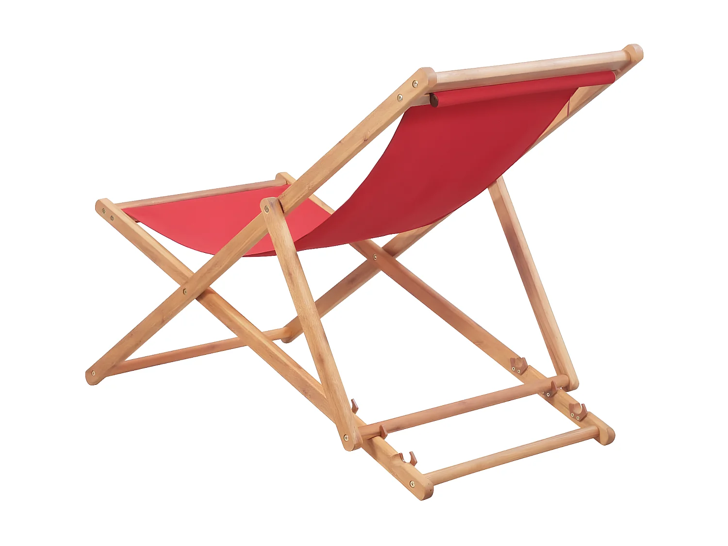 Silla de playa plegable de tela y estructura de madera roja ES78892