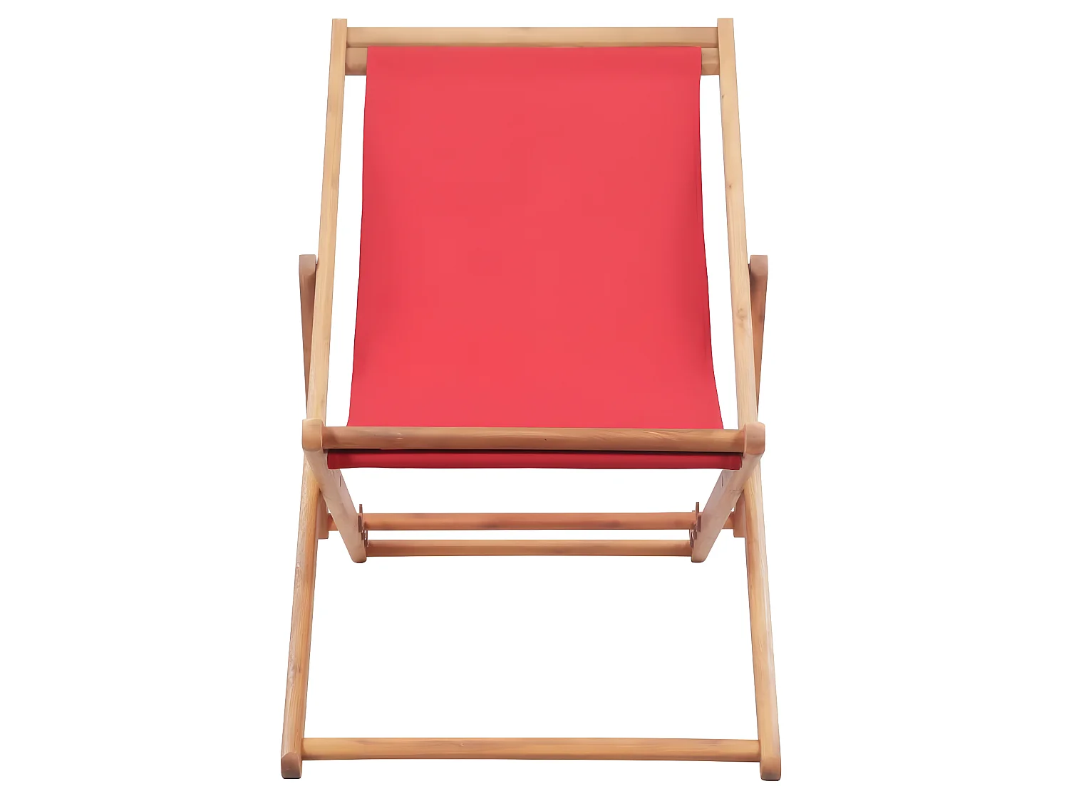 Silla de playa plegable de tela y estructura de madera roja ES78892