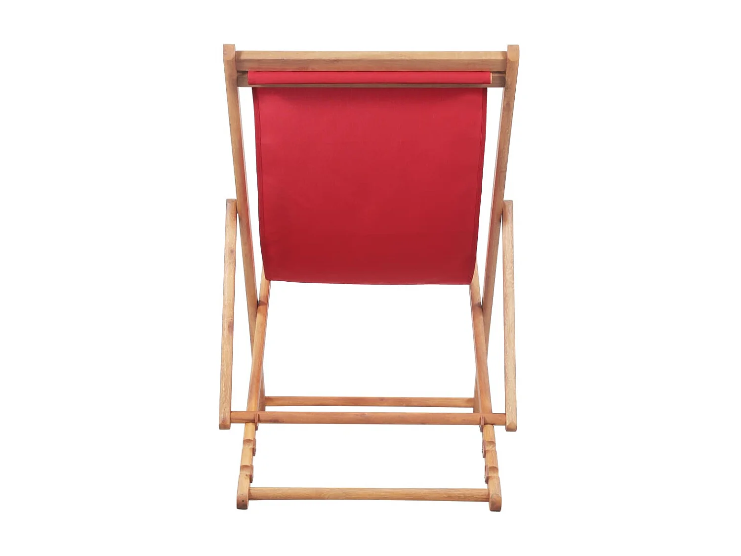 Silla de playa plegable de tela y estructura de madera roja ES78892