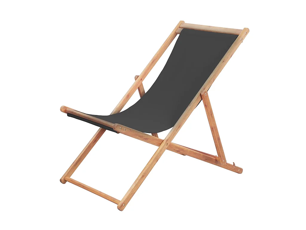 Bain de soleil pliable de plage Tissu et cadre en bois Gris SEF16447