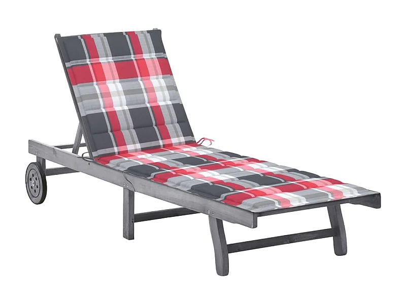 Bain de soleil avec coussin Gris Bois d'acacia solide PEWV86647