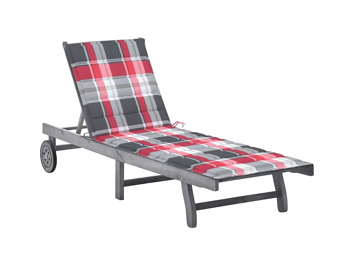 Bain de soleil avec coussin Gris Bois d'acacia solide PEWV86647
