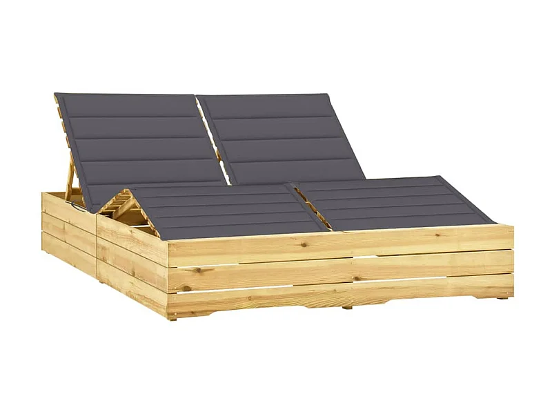 Ligbed tweepersoons met grijze kussens geïmpregneerd grenenhout NL992057