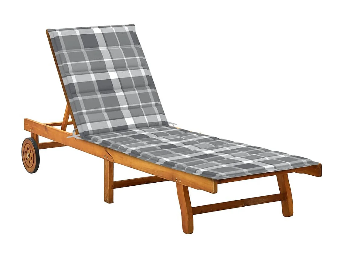 Bain de soleil de jardin avec coussin Bois d'acacia solide SEF38674
