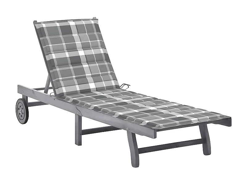 Bain de soleil de jardin avec coussin Gris Bois d'acacia solide SEF21896