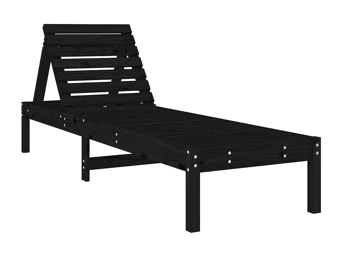 Tumbonas 2 unidades madera maciza de pino negro 199,5x60x74 cm ES24047