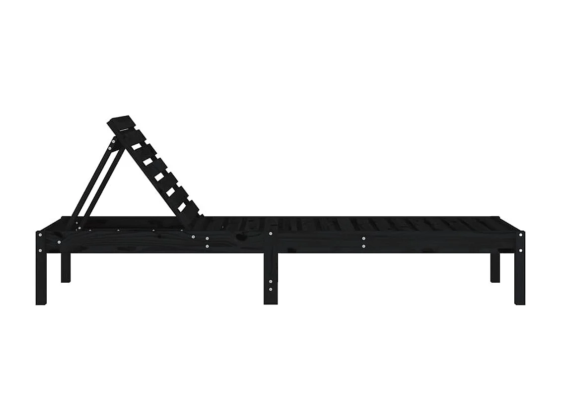 Tumbonas 2 unidades madera maciza de pino negro 199,5x60x74 cm ES24047