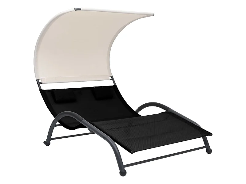Tumbona doble con toldo textilene negra ES60156
