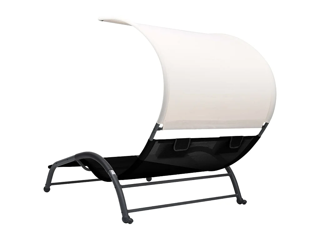 Bain de soleil double avec auvent Textilène Noir SEF91846