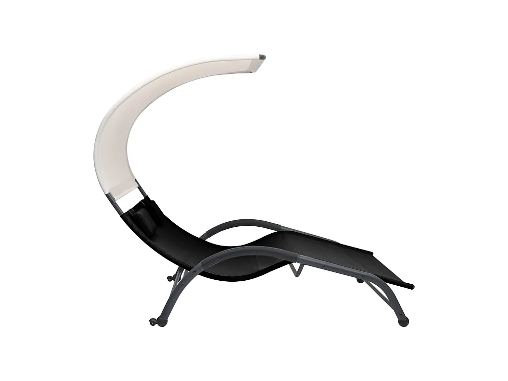 Bain de soleil double avec auvent Textilène Noir SEF91846