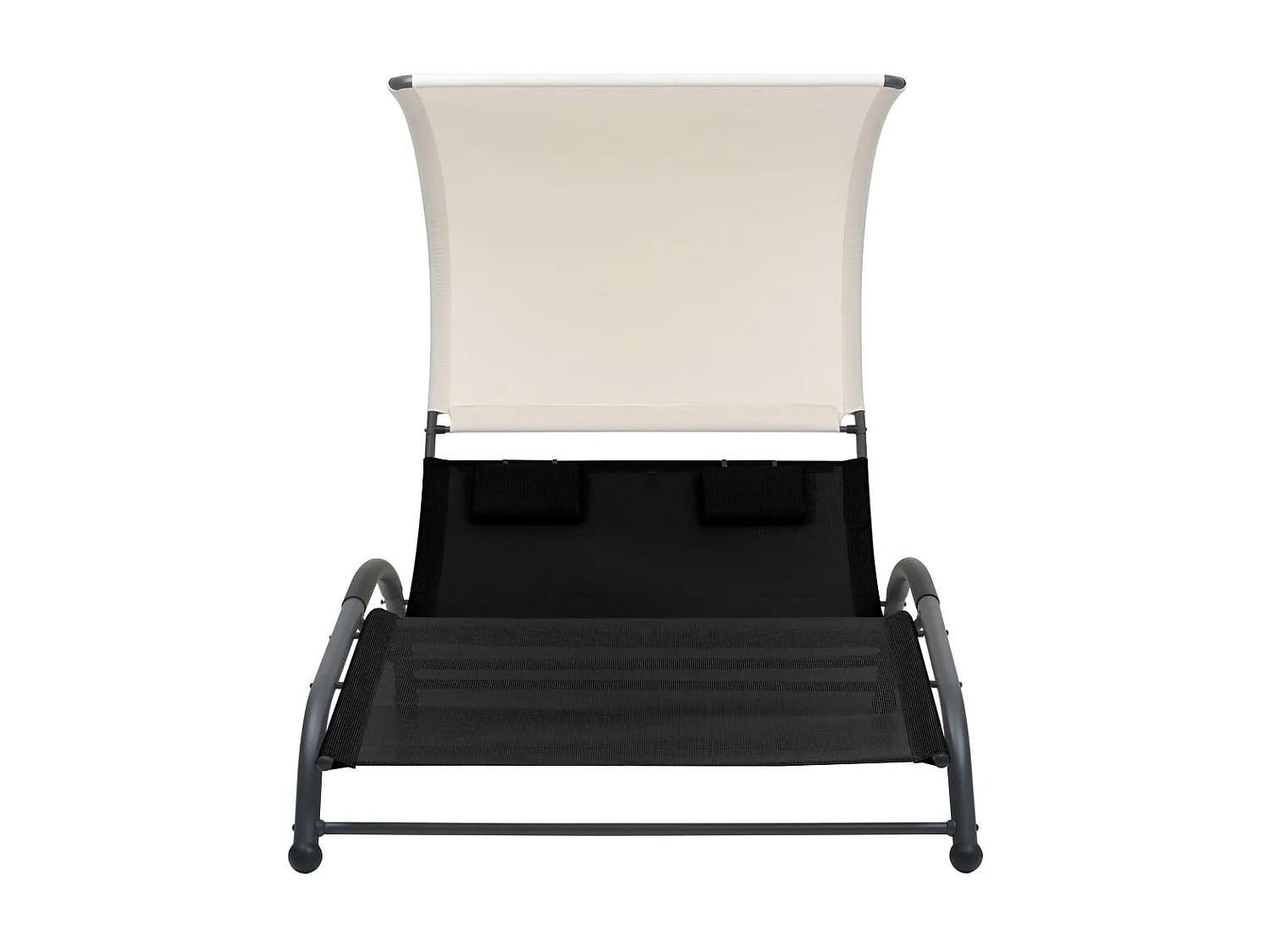 Tumbona doble con toldo textilene negra ES60156