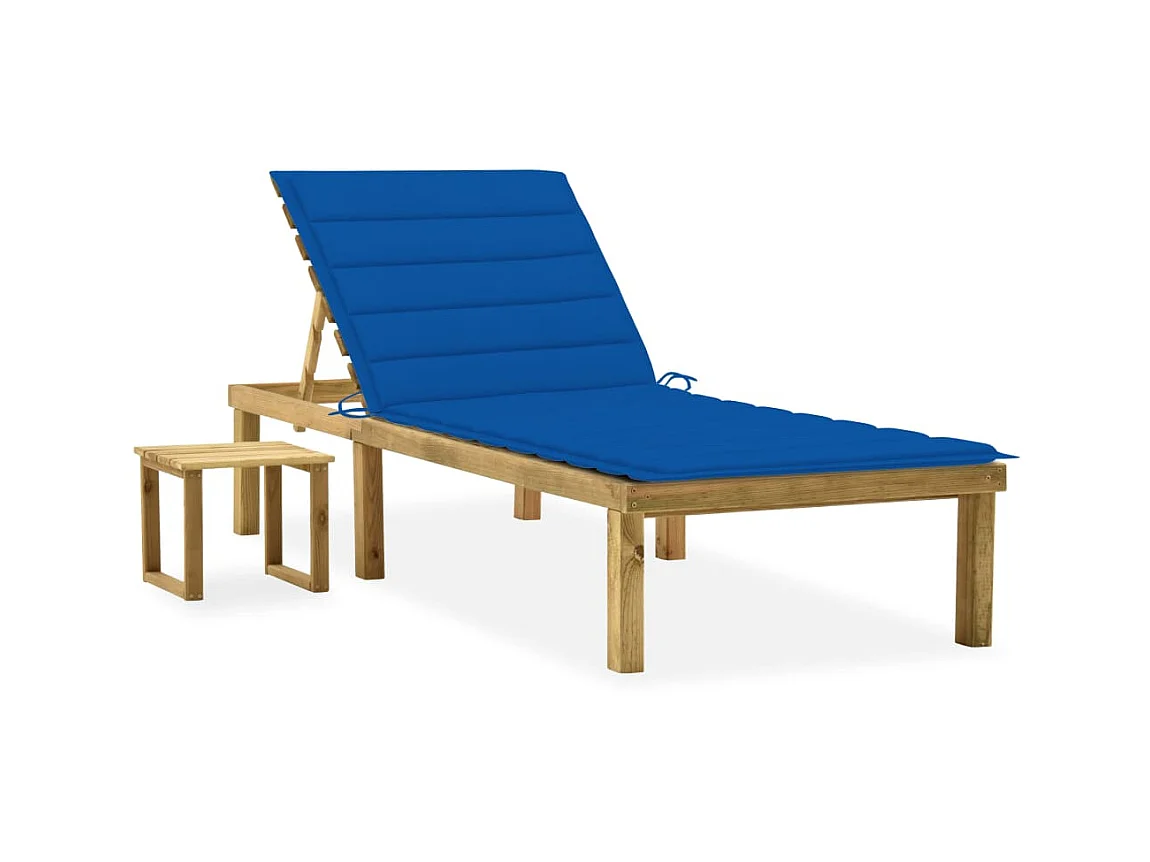 Bain de soleil de jardin avec table et coussin Pin imprégné SEF96091