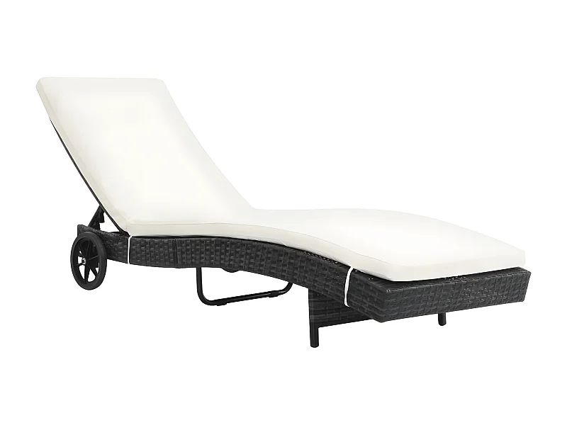 Bain de soleil avec roues et coussin Résine tressée Noir SEF48401