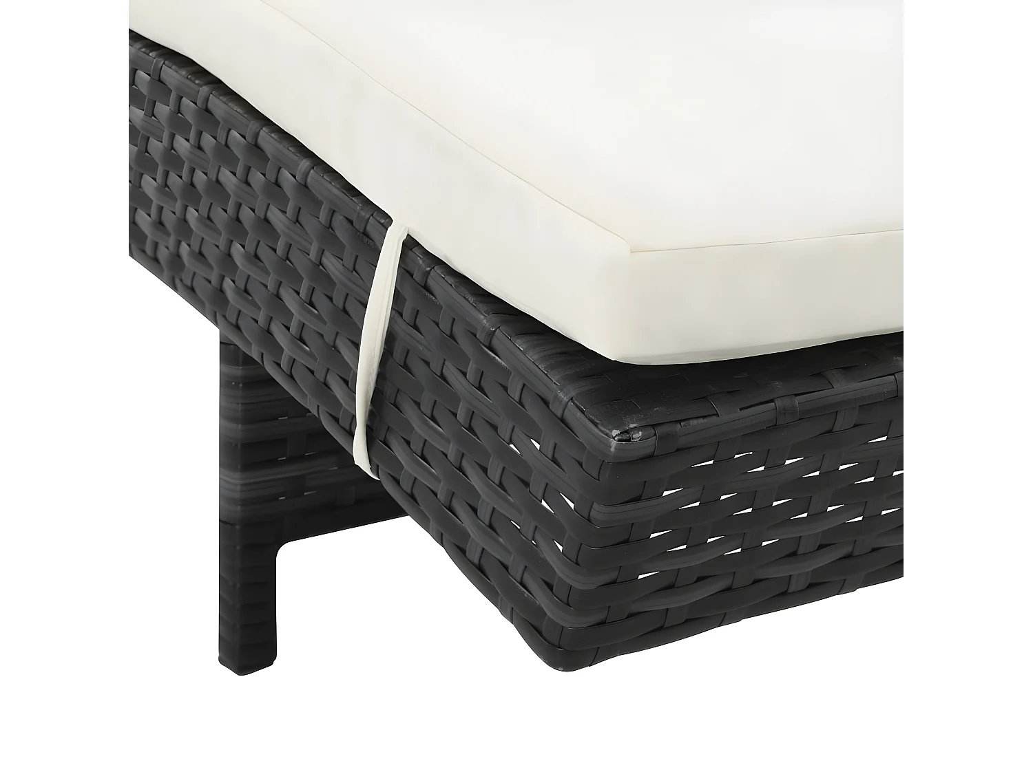 Bain de soleil avec roues et coussin Résine tressée Noir SEF48401