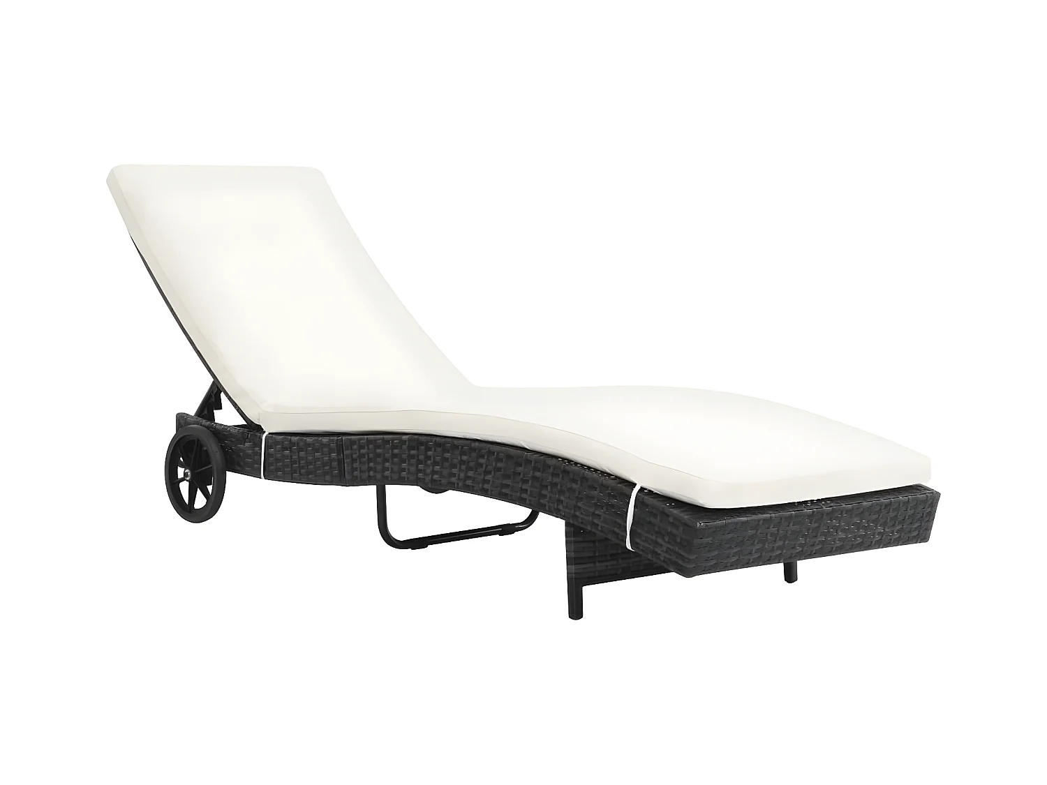 Bain de soleil avec roues et coussin Résine tressée Noir SEF48401