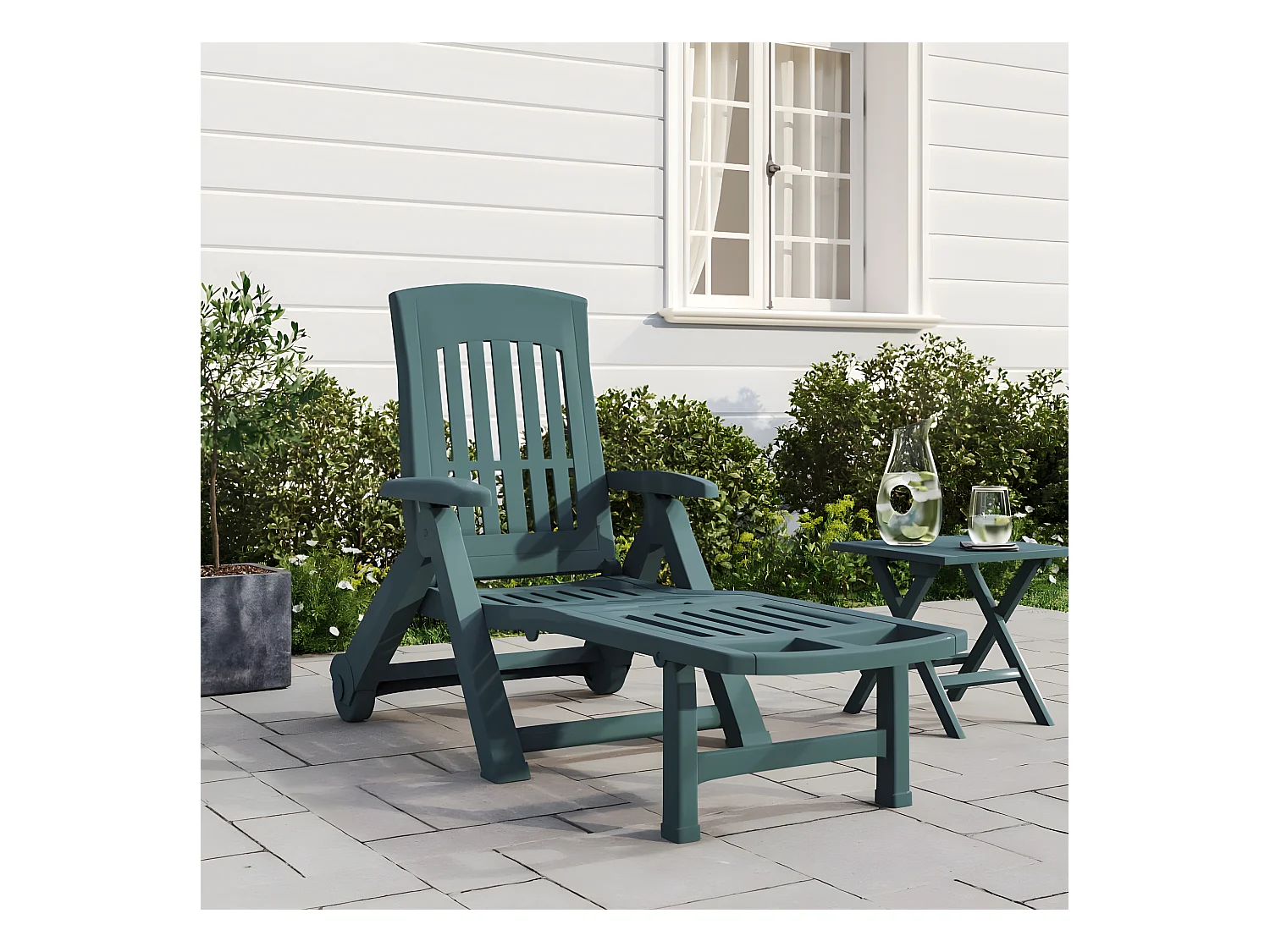 Bain de soleil pliable avec roues vert PP PEWV97676