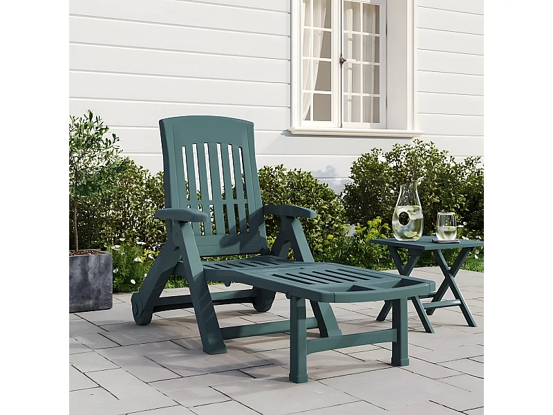 Bain de soleil pliable avec roues vert PP PEWV97676