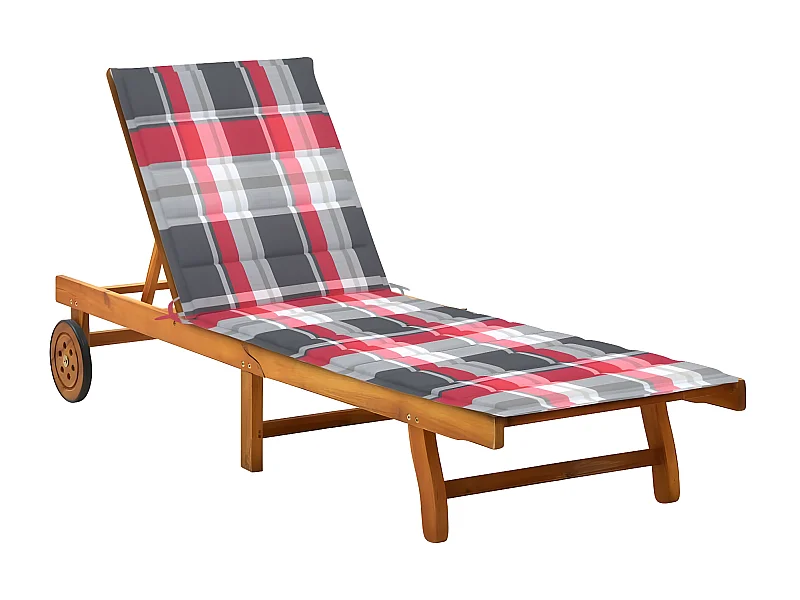 Bain de soleil de jardin avec coussin Bois d'acacia solide SEF98622