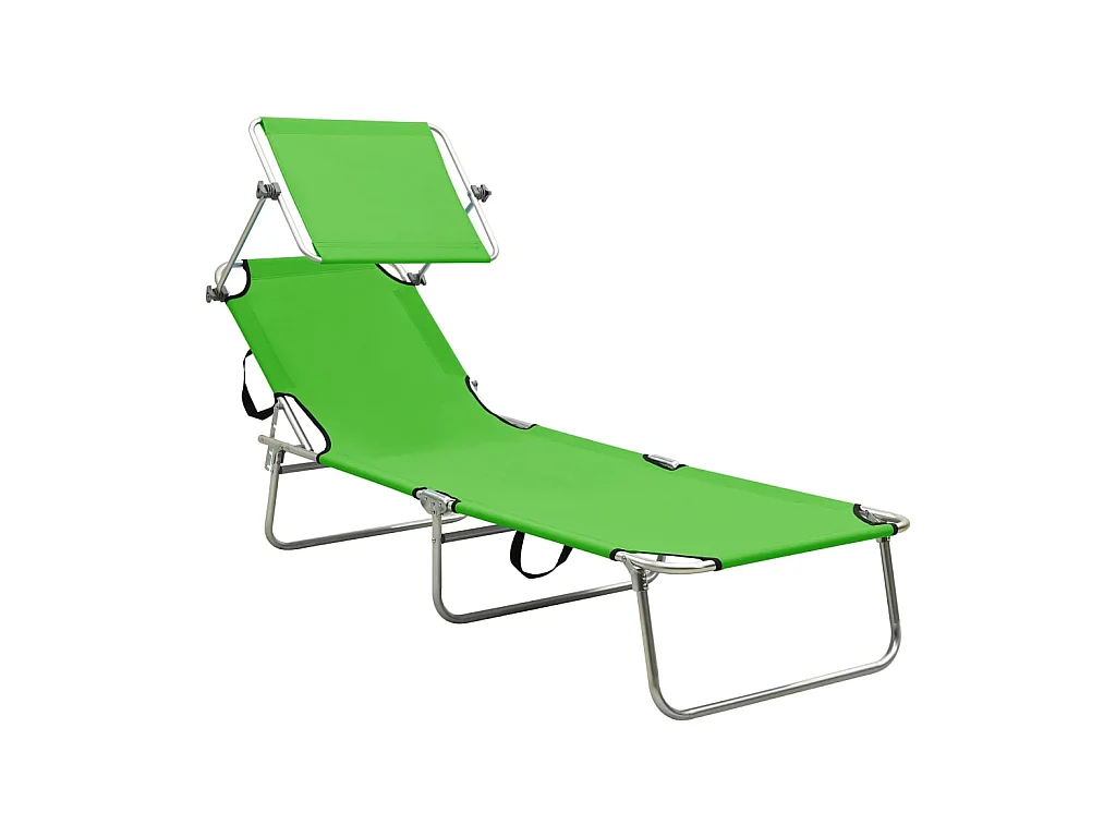 Tumbona plegable con toldo de acero verde manzana ES79885