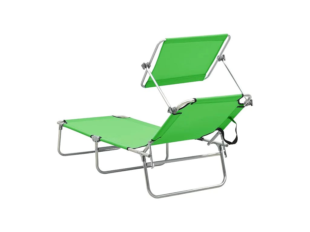 Tumbona plegable con toldo de acero verde manzana ES79885