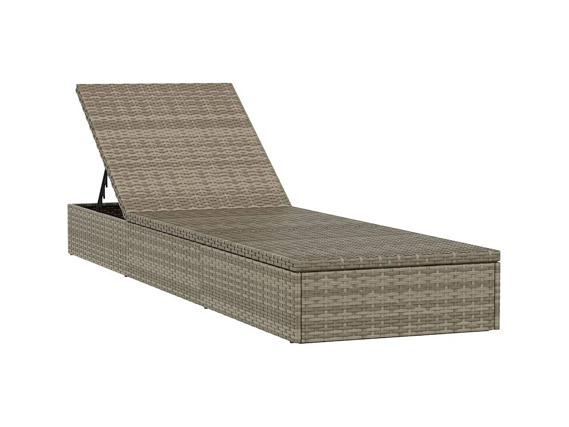 Bain de soleil avec coussin gris 201x55x62 cm résine tressée SEF49471