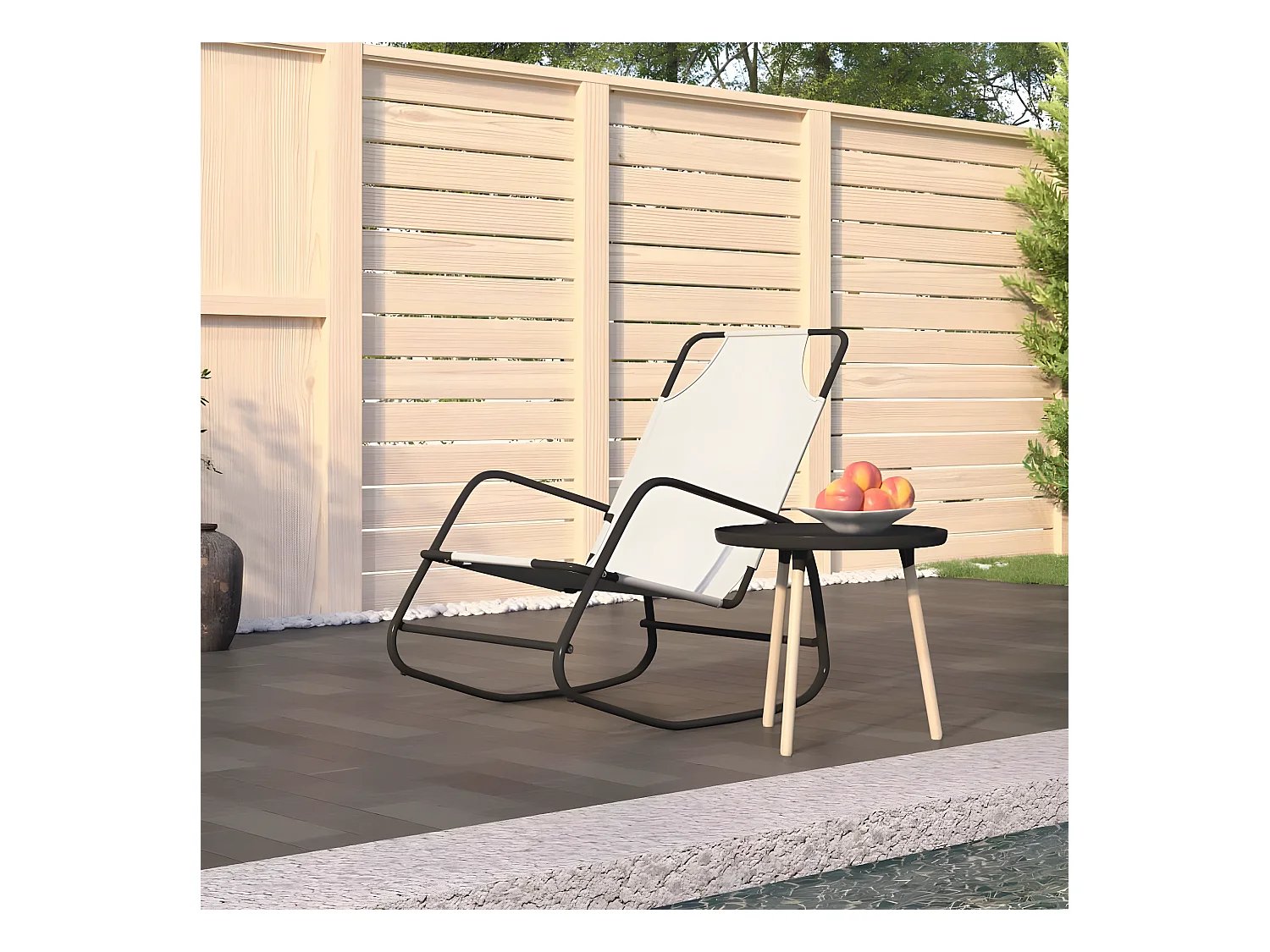 Bain de soleil à bascule Crème Acier et textilène SEF90202