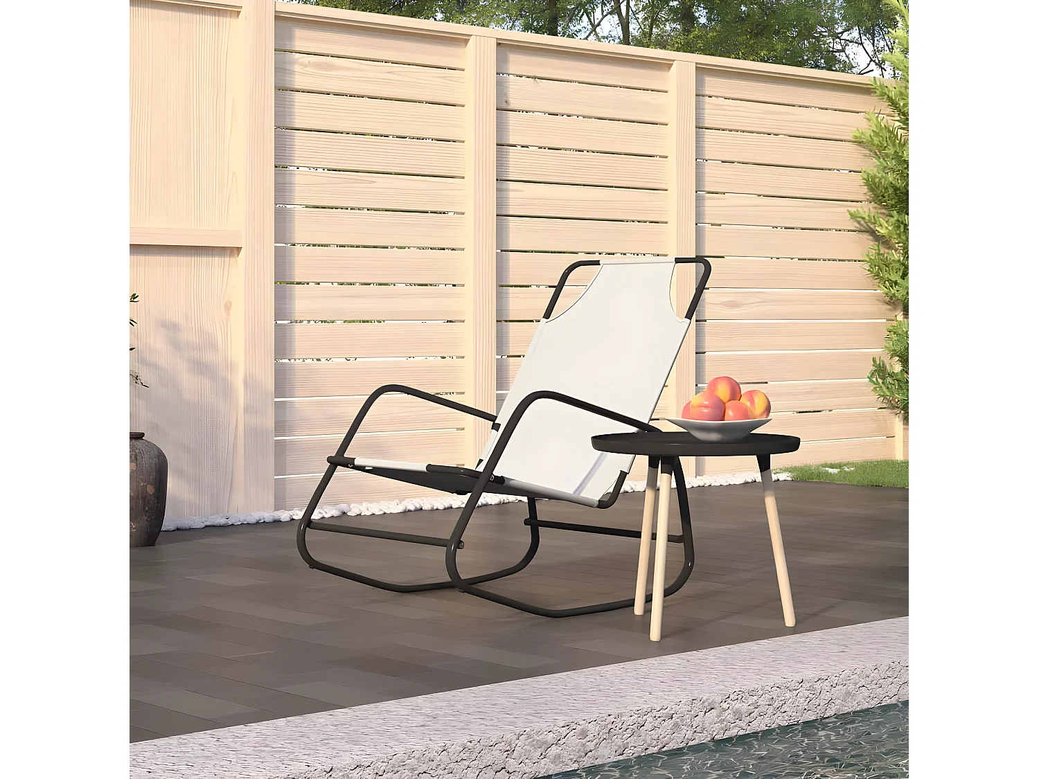 Bain de soleil à bascule Crème Acier et textilène SEF90202