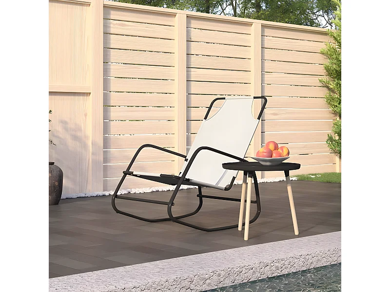 Bain de soleil à bascule Crème Acier et textilène SEF90202