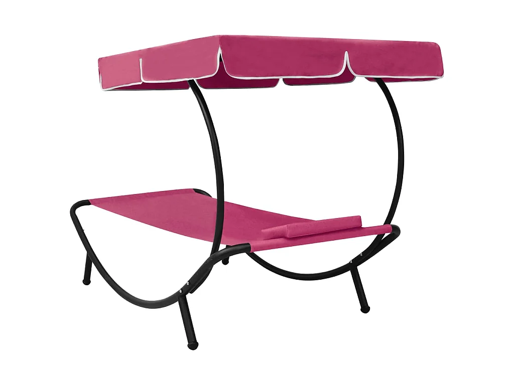 Bain de soleil avec auvent et oreiller Rose PEWV18047
