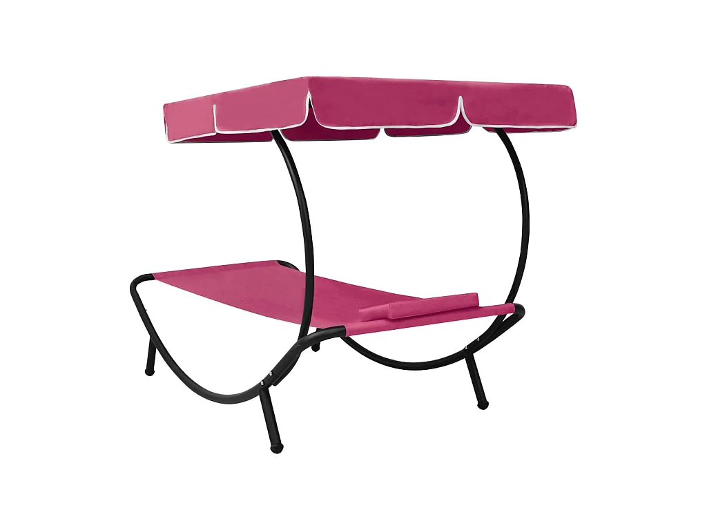 Loungebed met luifel en kussen roze NL619988