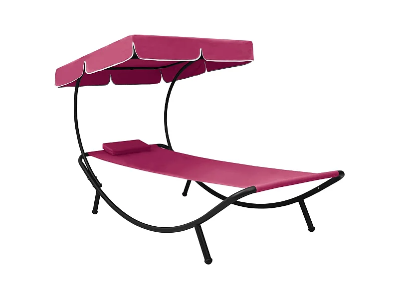 Loungebed met luifel en kussen roze NL619988