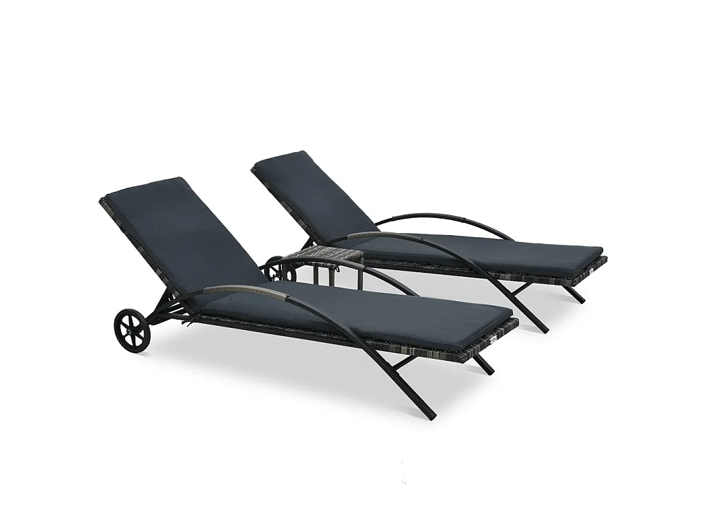 Bains de soleils avec table Résine tressée Anthracite SEF93478